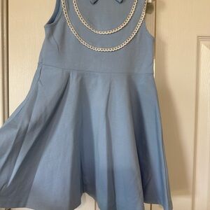 Janie and Jack Light Blue Sleeveless Dress with White Trim